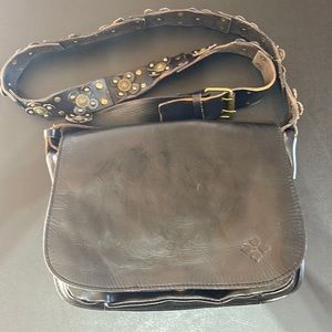 Patricia Nash black leather purse with goldish hardware